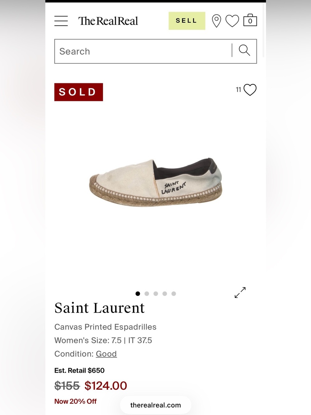 Saint Laurent YSL white Canvas Espadrilles with Black Trim